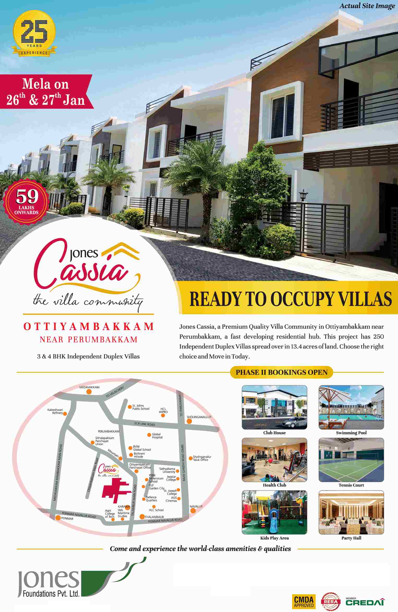 Book 3 & 4 BHK independent duplex villas at Jones Cassia in Chennai Update